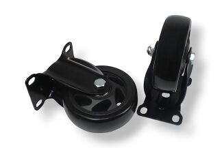 Kółko meblowe stałe Ø 100 mm — gumowane, czarne, podstawa 63 × 94 mm. - 6