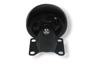 Kółko meblowe stałe Ø 100 mm — gumowane, czarne, podstawa 63 × 94 mm. - 2