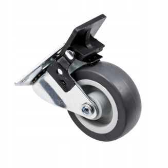 Kółko meblowe obrotowe Ø50 mm gumowane z hamulcem, podstawa ocynk 42 x 42 mm. - 3