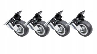 Kółko meblowe obrotowe Ø50 mm gumowane z hamulcem, podstawa ocynk 42 x 42 mm. - 4