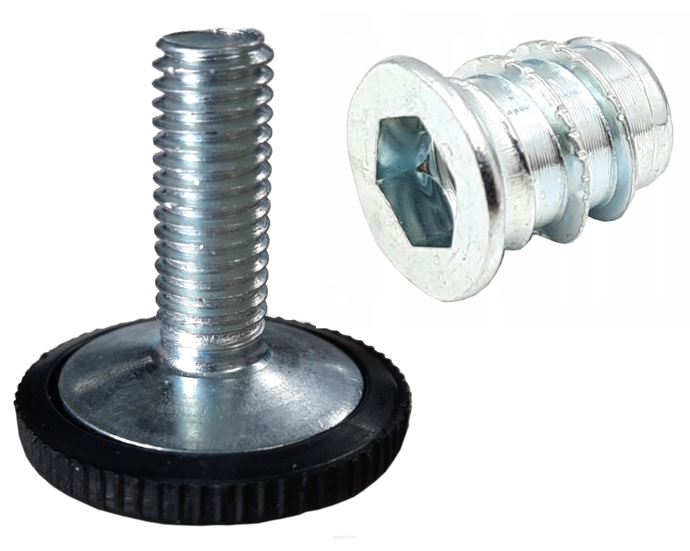 Stopka meblowa M10×25 mm + Mufa wkręcana M10×20 mm, zestaw 20 szt.