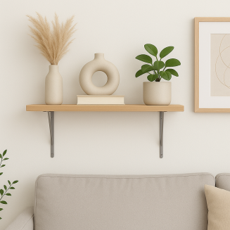 Wspornik półki srebrny 500 x 300 x 25 mm, stalowy uchwyt z wzmocnieniem. - 2