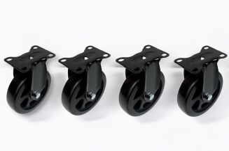 Kółko meblowe stałe Ø 125 mm — gumowane, czarne, podstawa 63 × 94 mm. - 3