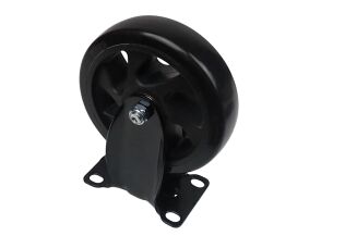 Kółko meblowe stałe Ø 125 mm — gumowane, czarne, podstawa 63 × 94 mm. - 4