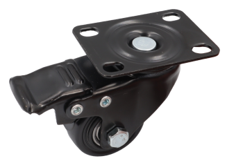 Zestaw 4 kółek obrotowych Ø 40 mm z hamulcem – gumowane, łożyskowane, podstawa 43 × 60 mm. - 2