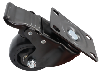 Zestaw 4 kółek obrotowych Ø 75 mm z hamulcem – gumowane, łożyskowane, podstawa 63 × 94 mm. - 4