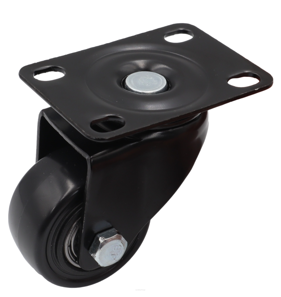 Kółko obrotowe łożyskowane Ø 40 mm z gumą – podstawa 43 × 60 mm.